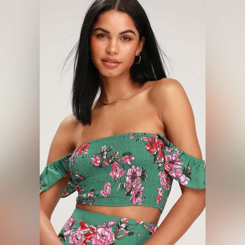 Lulus Off Shoulder Floral Crop Top